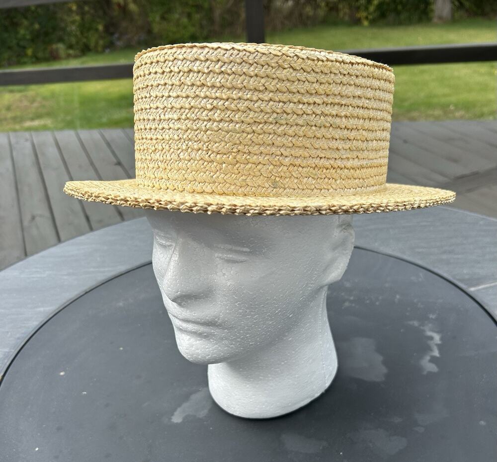 Straw Boater Hat Men Size 61 US Size 7 5/8 VG+ Italian Made Florence Gondala